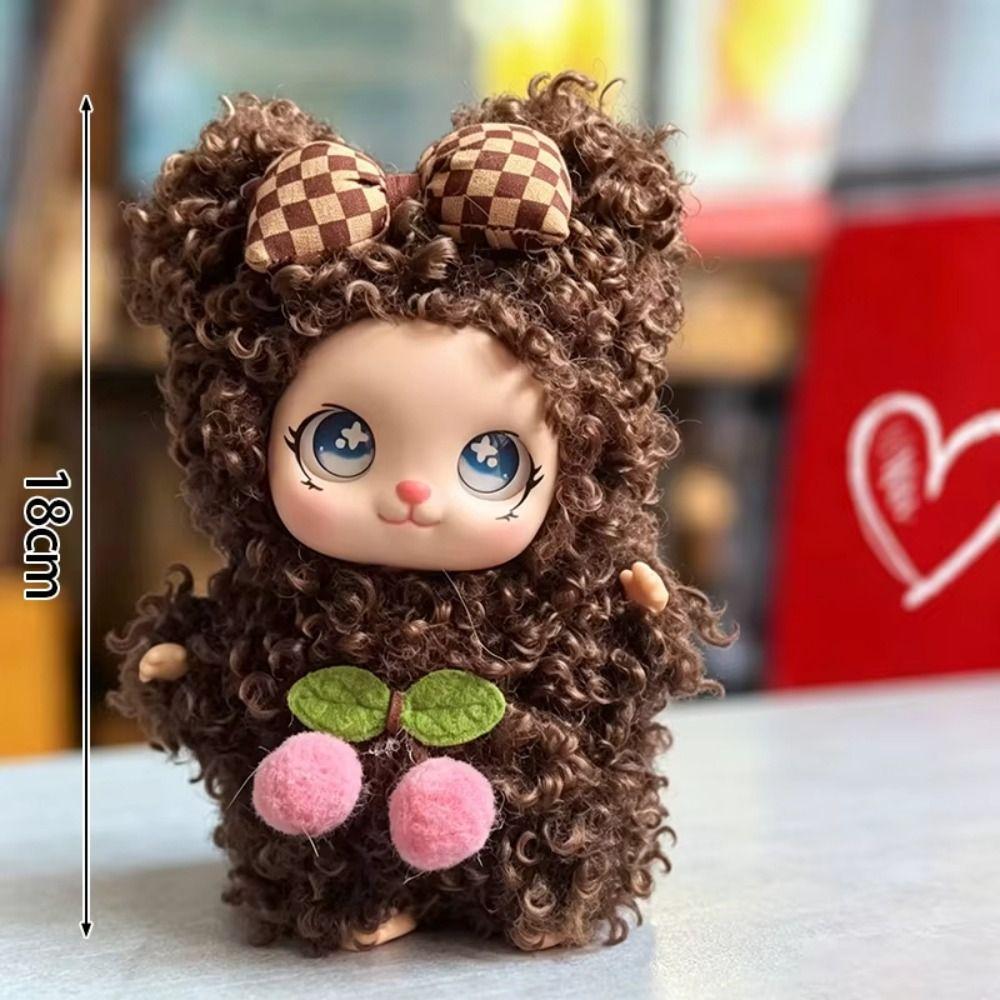 Portachiavi Bambola in Vinile Personaggio Cartone Animato Capelli Ricci Faccia in Vinile Bambola di Peluche Ciondoli da Appendere Bambine Donne