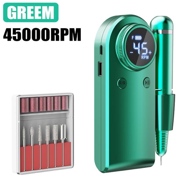 45000RPM Electric Nail Sander Machine Rechargeable Mill For Manicure Drill Pen Portable Electric Nail File Nail Gel Polisher