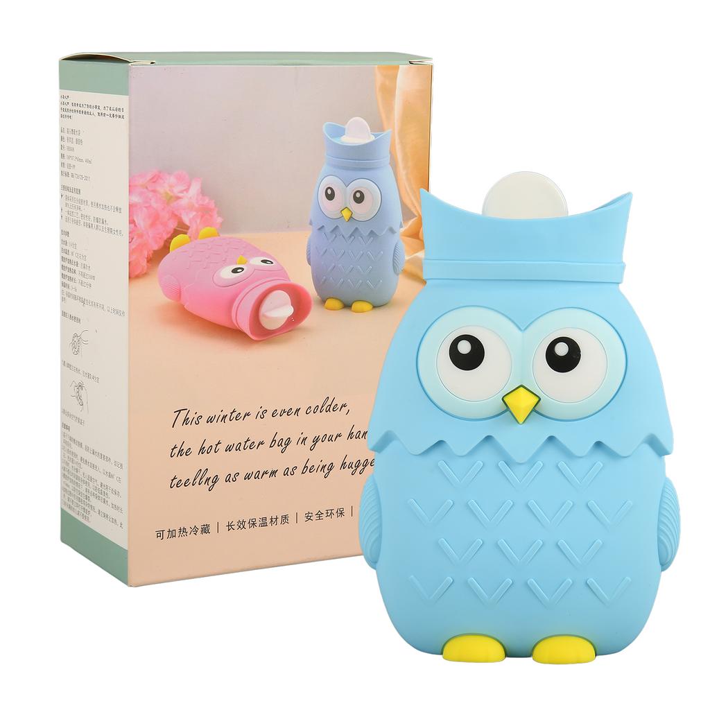 Hot Water Bottle Microwave Hting Silicone Cartoon Injection Hand Warmer Portable Cute Owl Shape 400ml