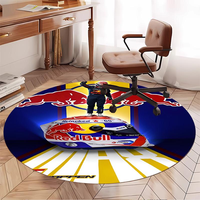 Red Bull Racing Muster Runder Teppich, Innen-/Außenmatte, für Picknick, Spielzimmer, Schlafzimmer, Büro, Wohnzimmer, Heimdeko Teppich, Geburtstagsgeschenk