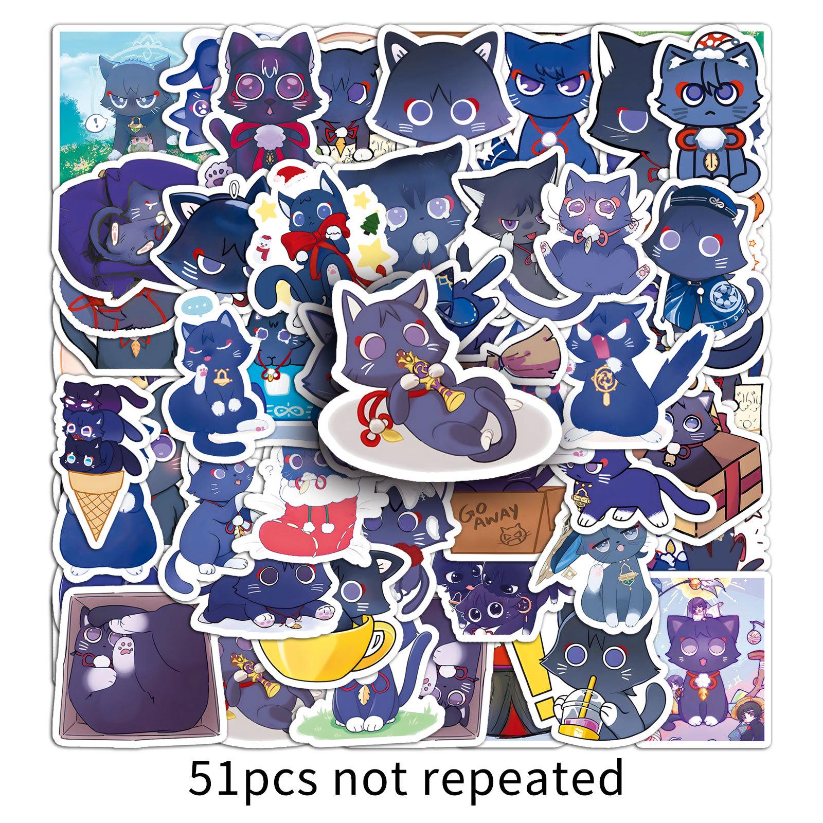 51 Cute Cartoon Cat Stickers - DIY Decoration for Water Bottles, Stationery, Computers, and More