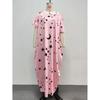European beautiful women's 2026 summer comfortable printed long dress casual short sleeve round neck knitted dress with pocket