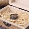 Never Fade Viking Rune Stainless Steel Ring Smooth Fashion Nordic Amulet Jewelry Gift with Wooden Box