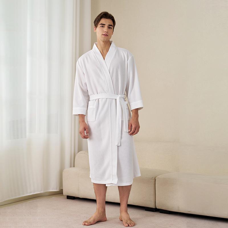Accappatoi Waffle per Coppia Primavera/Estate: Pigiama Yukata Taglie Forti da Uomo e da Donna, Ampio, Assorbente, Traspirante per Tutte le Stagioni.