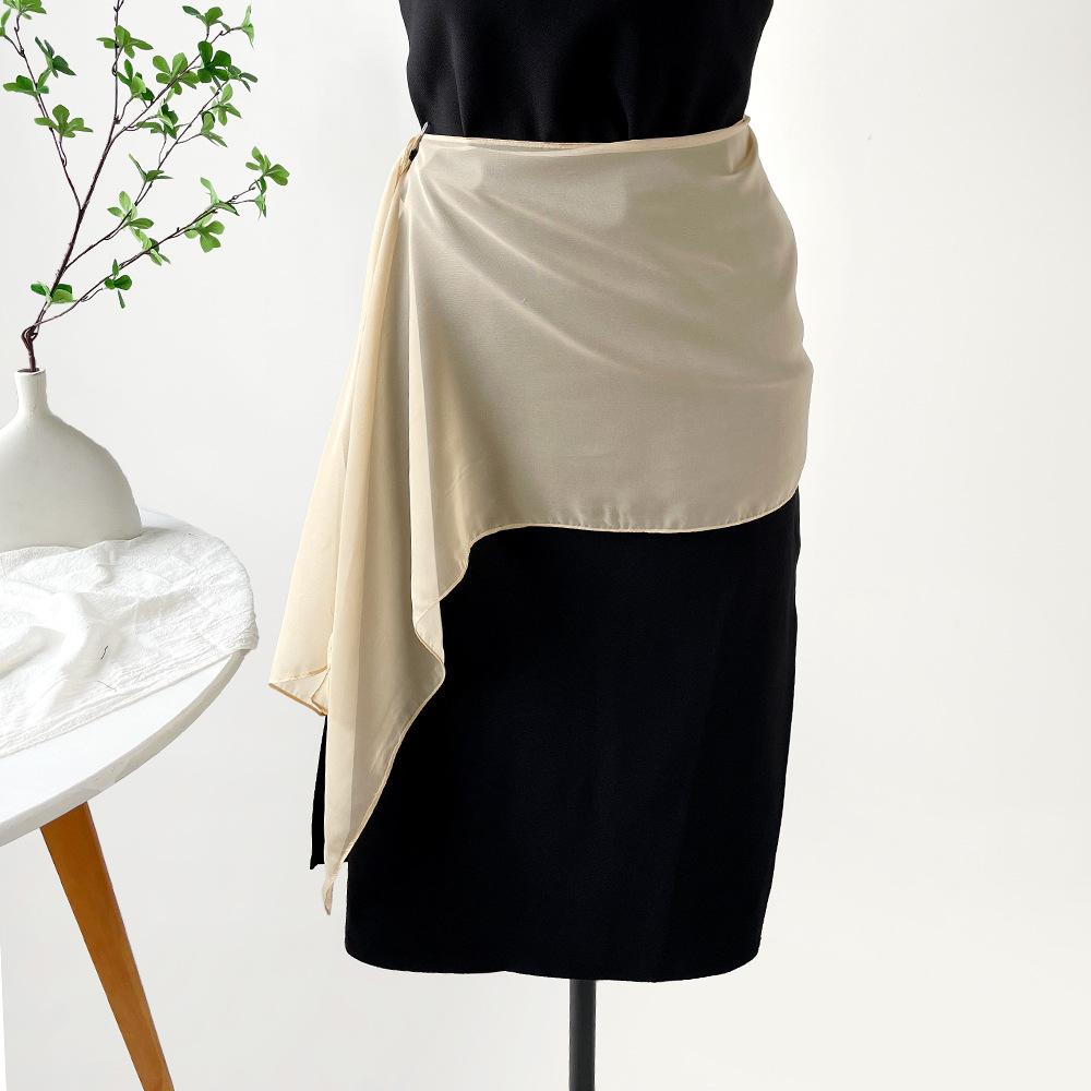 Summer solid color chiffon square scarf silk scarf women's neck sunscreen thin high-end simple plain shawl scarf