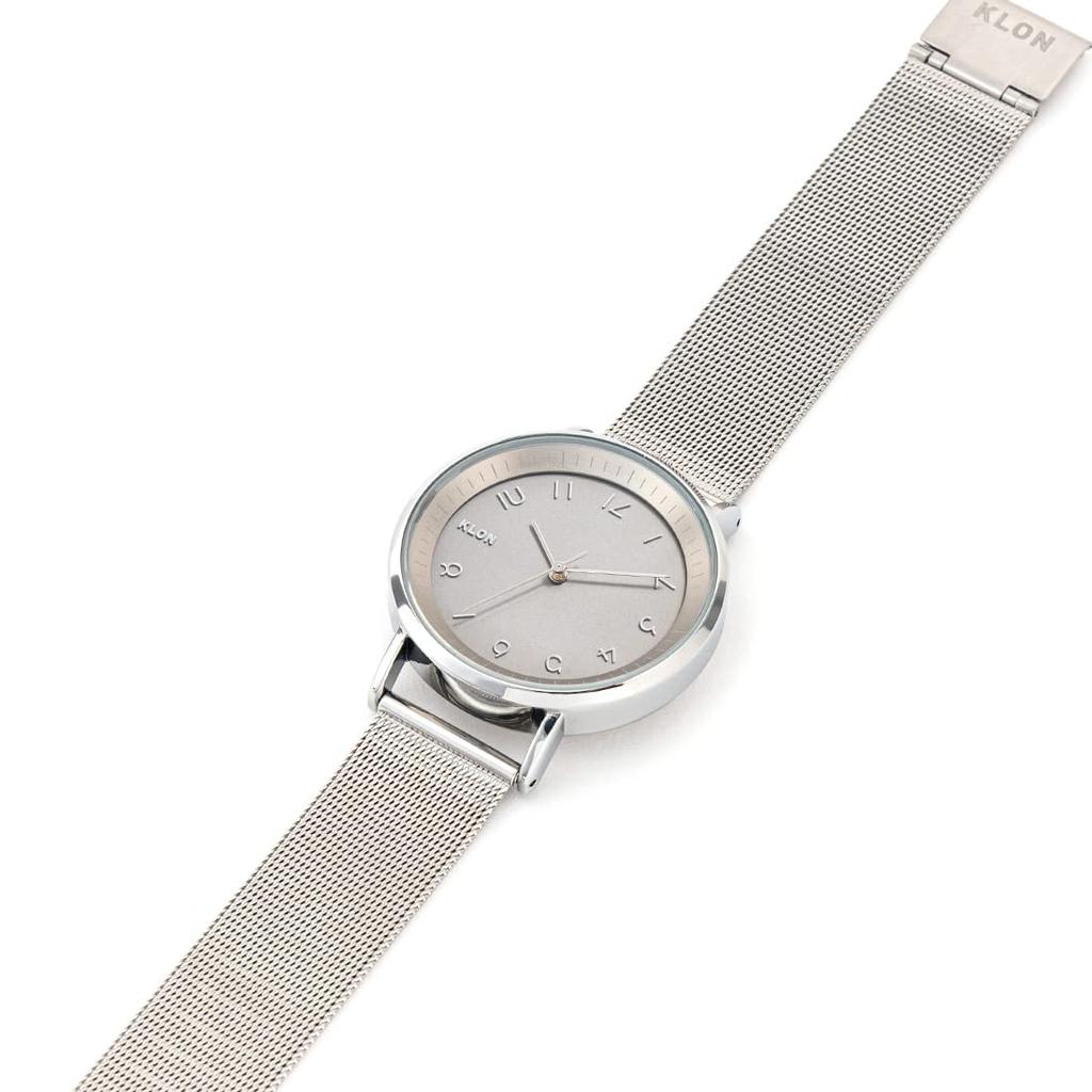 Klon Watch Solar Watch Replacement Strap Simple 38mm KLON SLIM SOLAR STYLE HIDE TIME 2ND 38mm Men's Women's -SILVER MESH-