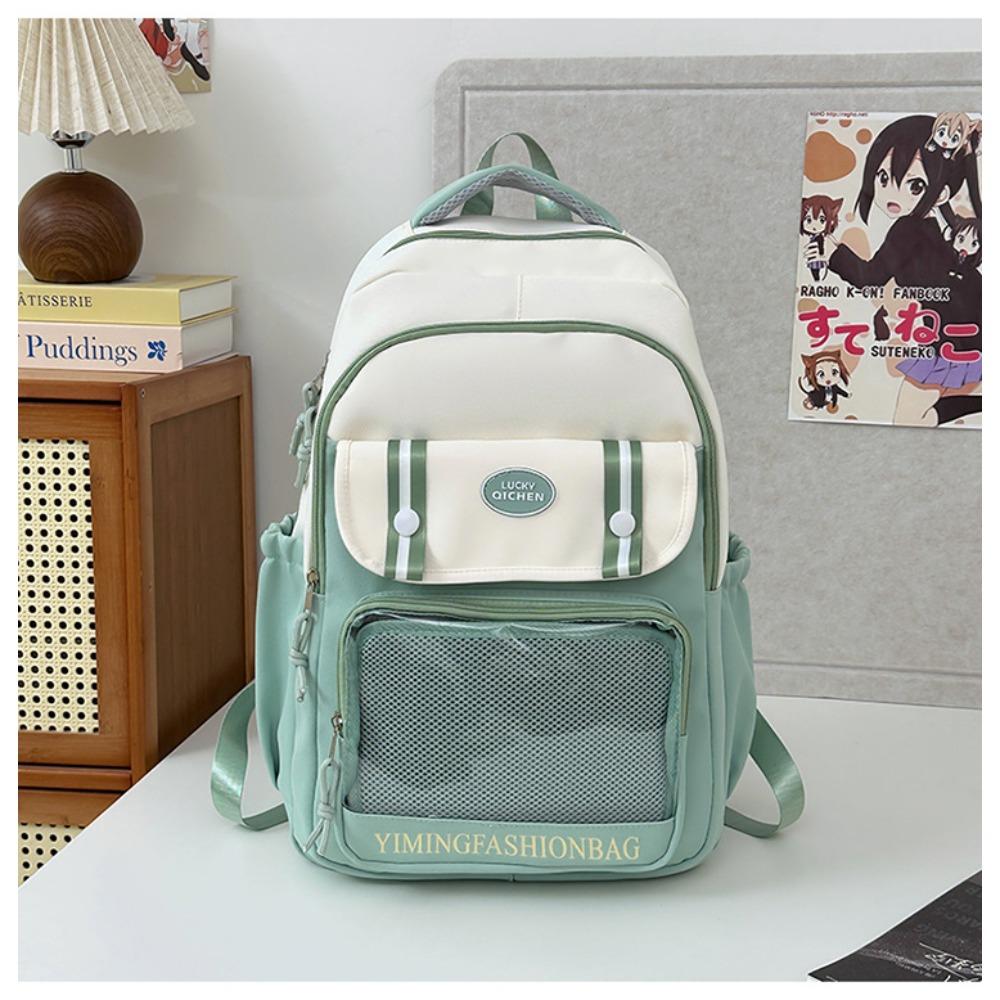 Japanese Ins Clear Student Light School Bag Cute College Girl Contrast Elementary and Junior High School Student Backpack