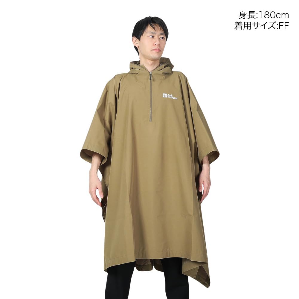 Waterproof and Breathable Poncho 5033751 JP TARP XFM PONCHO High Performance Rain Gear Olive ONESIZE [Jack Wolfskin] Men's (TEXAPORE CORE Windproof)