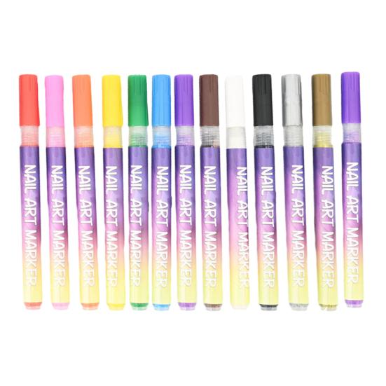 1/13Pcs Nail Art Pens 3D Quick Dry 0.5MM DIY Gel Nail Art Acrylic Paint Markers Nail Point Graffiti Dotting Liner Pen Nail Drawing Painting Tools