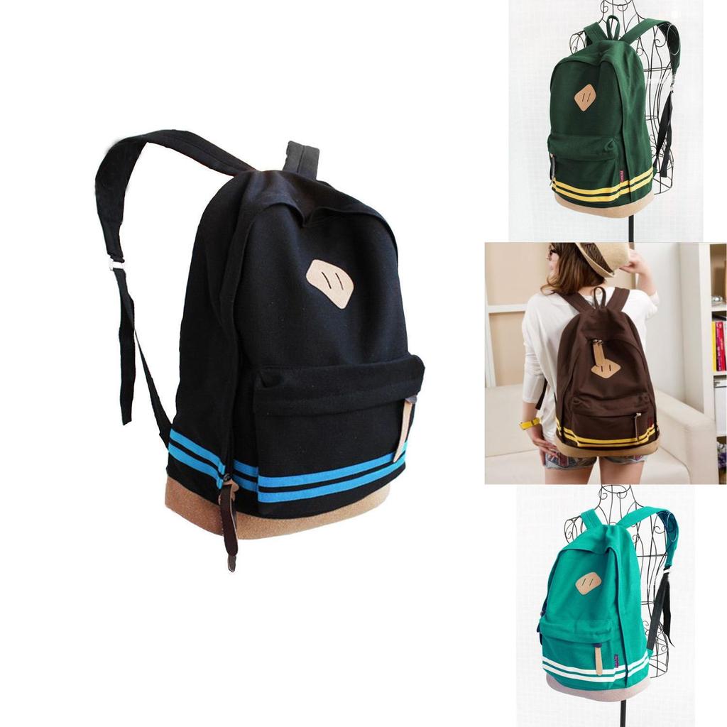 Canvas Backpack For Women With Striped Pattern And Padded Laptop Compartment For School Use