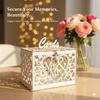 Herr und Frau DIY Holz Hochzeits-Kartenbox mit Schloss Hohlherz Design Geldgeschenkbox für Hochzeit Verlobung Junggesellinnenabschied Dekoration