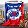 Flannel Blanket Rangers FC Print Custom Name Text Soft Throw for Sofa Bed