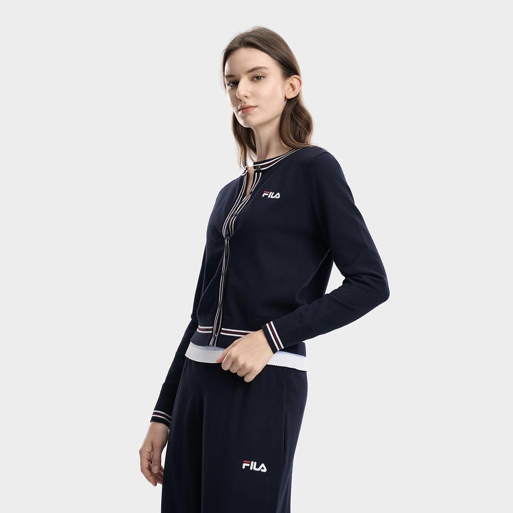 FILA Heritage DNA Woven Skin-Friendly Fashion Versatile Knit Sweater Women tops F51W638401FNV