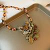 Stylish Fox Pendant Necklace With Rhinestone Embellishment Alloy Charm O-Link Chain Women Vintage Cute Statement Jewelry