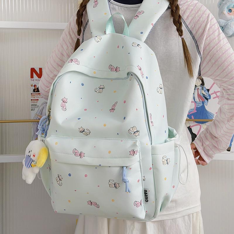 Schoolbag Small Fresh Sweet Soft Girl Backpack Large Capacity Lightweight Weight Casual Backpack Cartoon Cute Schoolbag Schoolgirl
