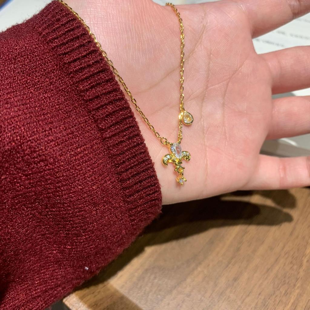 Medieval High Carbon Diamond Iris Necklace Female Niche Design Push-Pull Retractable Collarbone Chain High-End Accessories