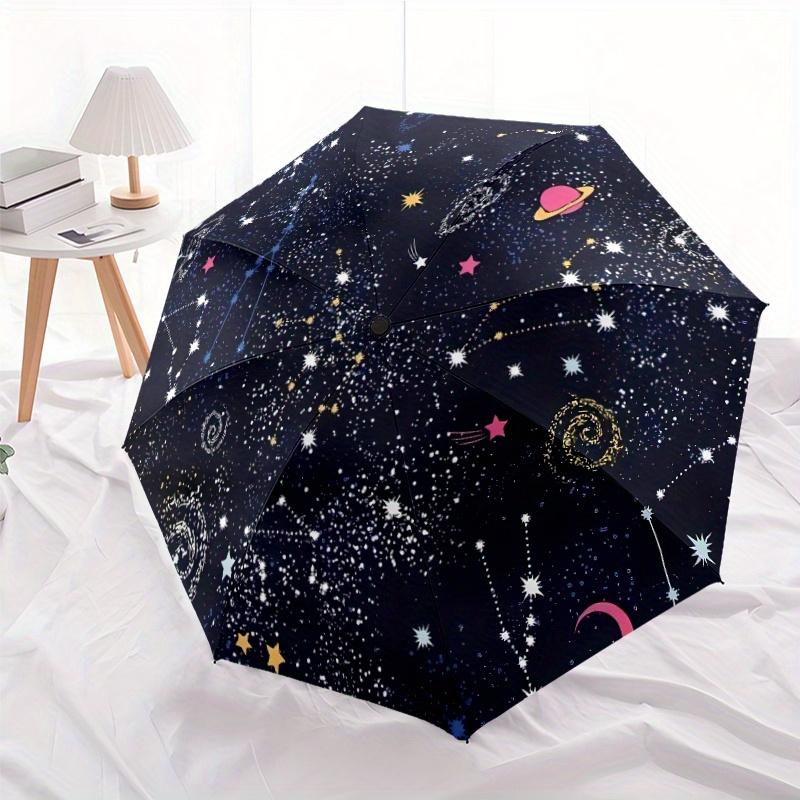 

Starry Sky Pattern New Automatic Folding Umbrella, 1pc Portable Travel Umbrella with 8 Ribs, Unisex Outdoor Sunshade for Hallo (as the picture,Iron&8K)