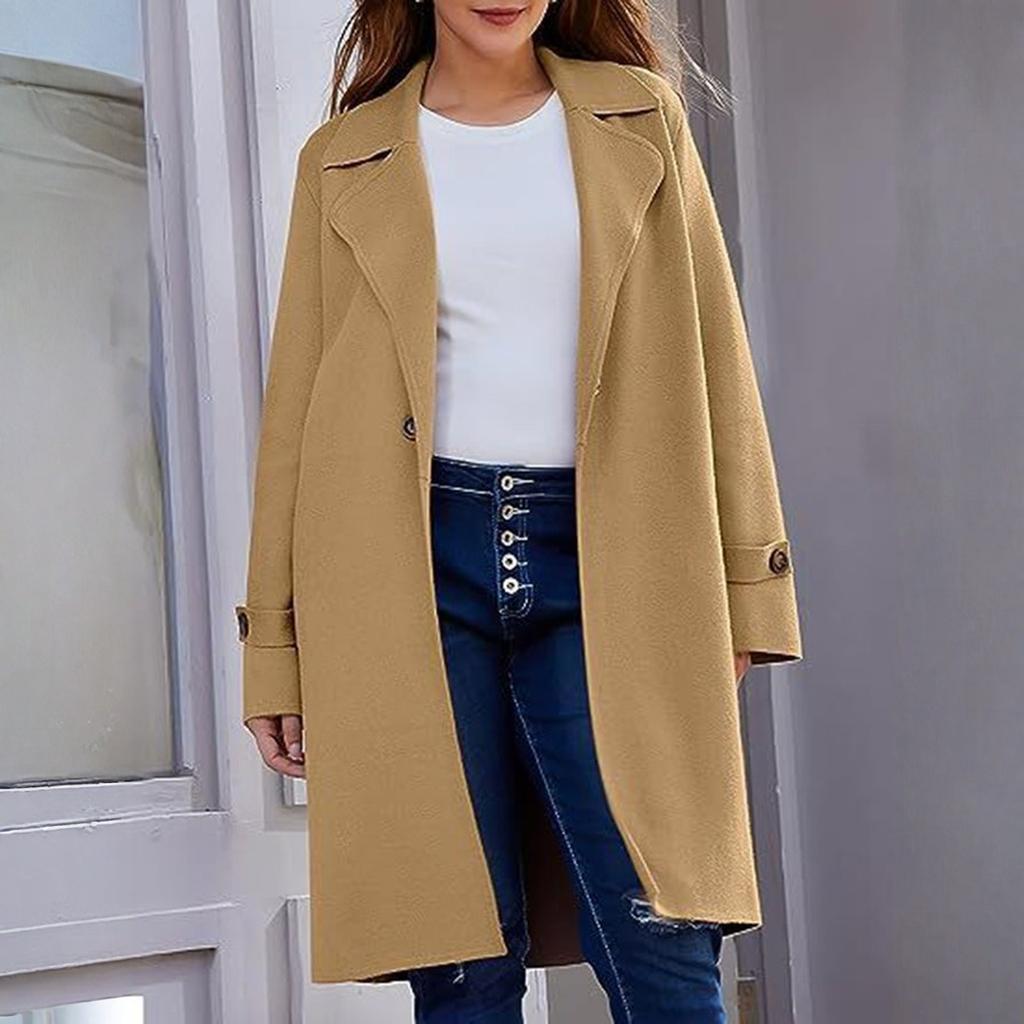 Women's Fashion Jacket Casual Solid-color Long-sleeved Cardigan Long Coat