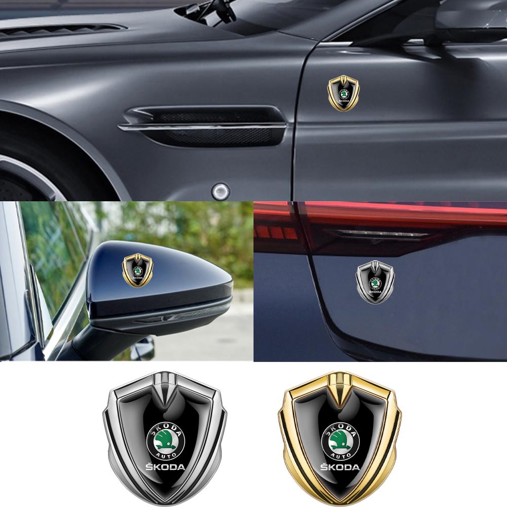 Cycr3 1Pcs Car Metal Shield Logo Car Side Window Body Badge Stickers For Skoda Octavia 2 3 A7 Fabia Rapid Superb Scala Kamiq Karoq