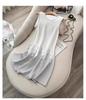 Minimalist Striped Sleeveless Knit Midi Dress with Waist-Cinching Design for Women