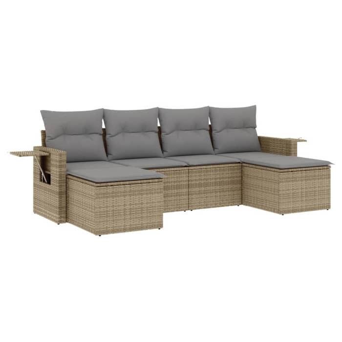 VidaXL Garden Lounge Set with Cushions 6 Pcs, Patio Sofas, Patio Furniture Set, Outdoor Furniture, Beige 3252856