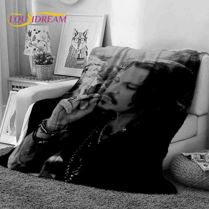 Manta Suave de Franela HD con Impresión 3D de Johnny Depp para Camas Dormitorio Sofá Picnic, Manta Ligera para Cubrir Aire Libre Ocio Regalo