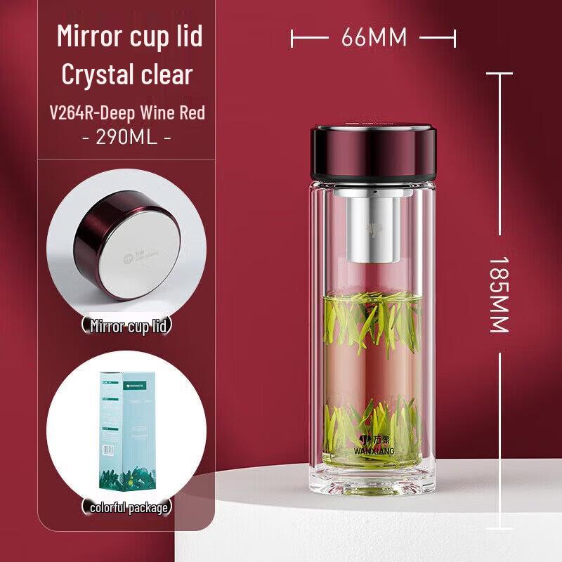 WANXIANG Double-Layer Car Tea Infuser Glass Mug