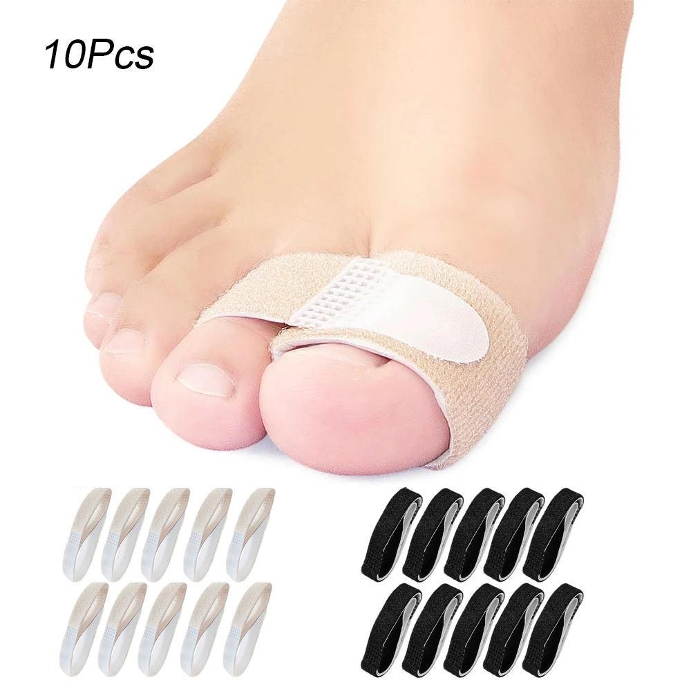 10Pcs Fabric Hammer Toe Corrector, Reusable Broken Toe Protectors Buddy Taped Wraps, Toe Splint for Broken Toe, Crooked Toes