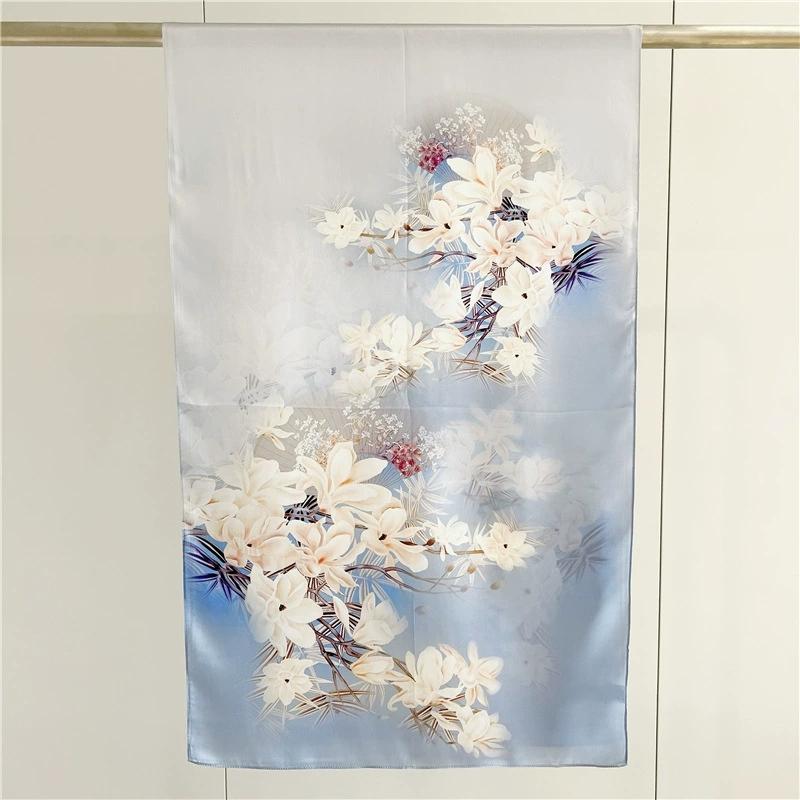 Graceful 100% Pure Silk Scarf Women Elegant Mulberry Silk Floral Neckerchief Scarves Shawls