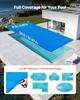 Solar Pool Cover, 10.97 x 4.88m Rectangle Pool Bubble Cover, 12 Mil Pools Solar Blanket with Bubble & PE Material, Daytime Heat Absorption, Nighttime