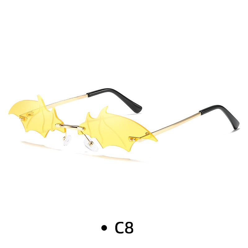1PC Unisex Fashion Bat Shape Sunglasses Rimless Retro True Film Sun Glasses UV400 Trend Narrow Eyewear Streetwear Accessories