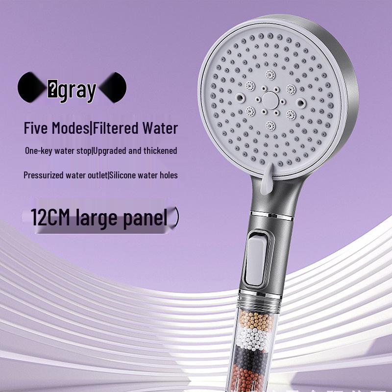 5-Speed Handheld Shower Head with Large Panel & Water Filter for Enhanced Bathing Experience