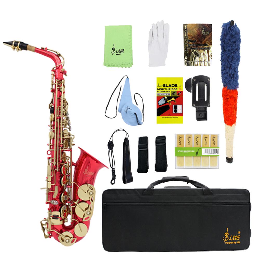 SLADE Eb Alto Saxophone Brass Body Saxophone Set Professional Woodwind Instruments With Case Reed Kit Sax for Beginner