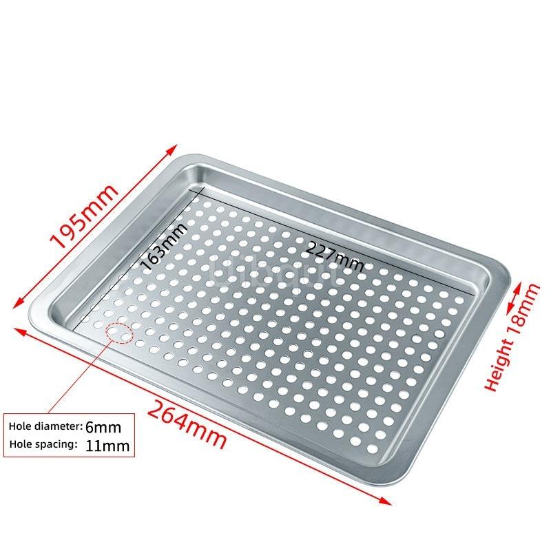 304 Stainless Steel Steamer Tray Kitchen Oil Draining Pan Rectangular Perforated Tray Commercial Oven Steamer Liner Steaming Pan