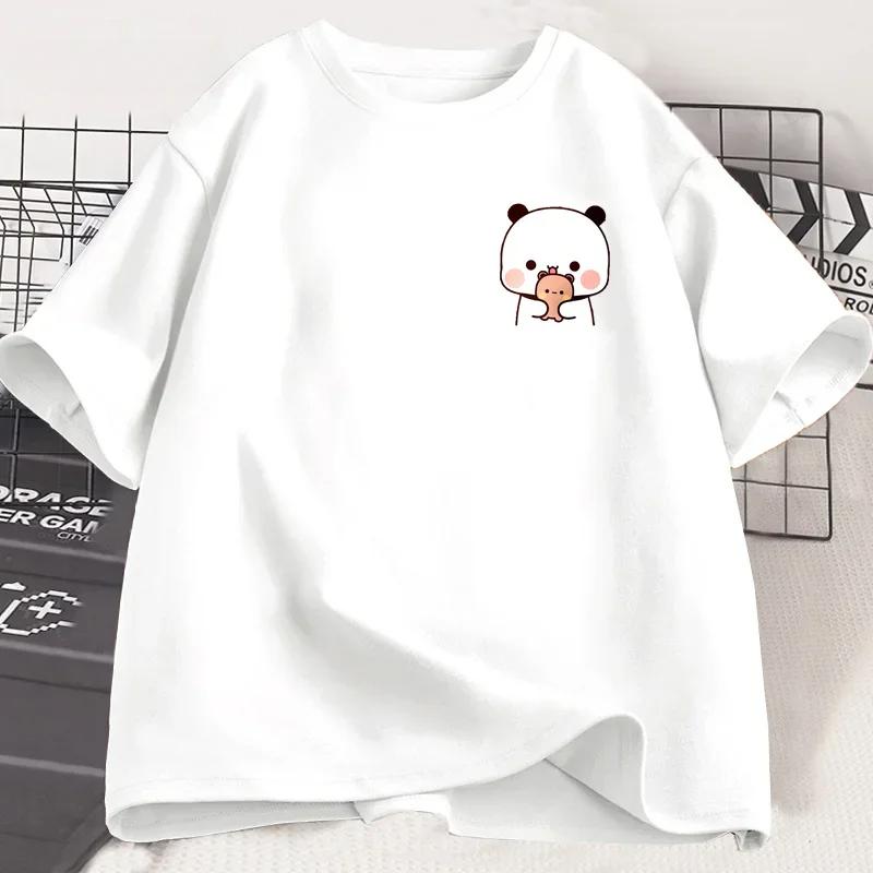 Panda Bear Bubu Dudu and Their Babies T Shirt Fashion Funny Couple Tshirt Women Fashion Casual Short Sleeve Tees Clothing