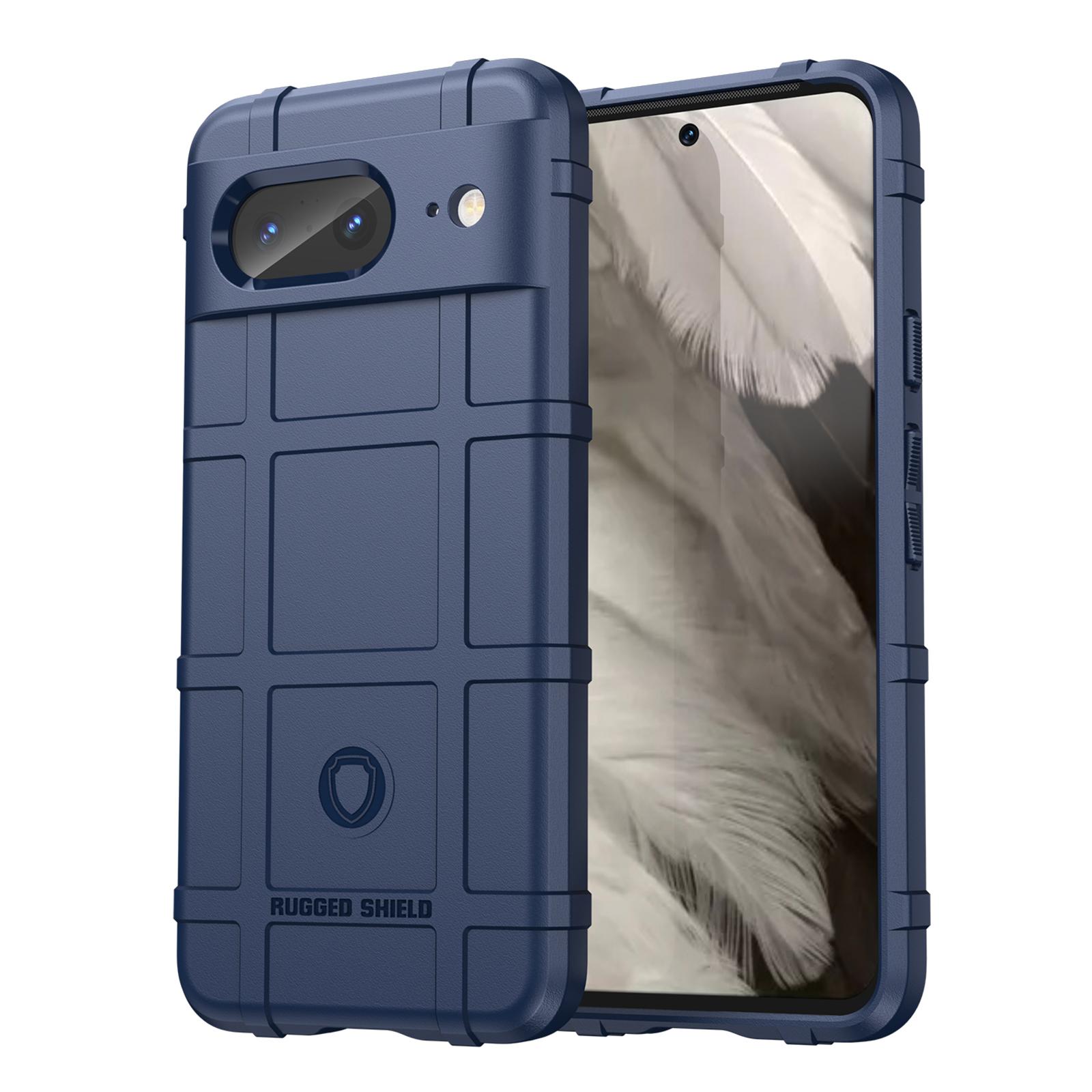 

For Google Pixel 8 Square Grid Texture Soft TPU Phone Case Anti-drop Back Cover Blue