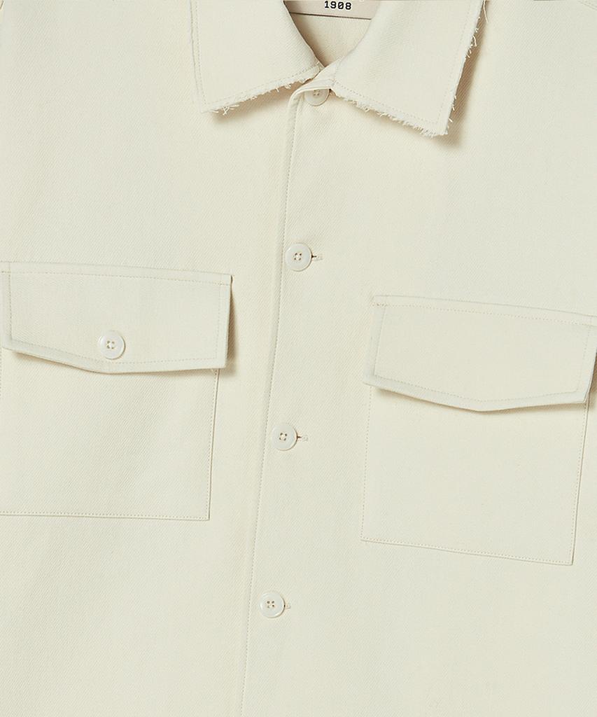 Beyond Closet [Collection Line] Cut Collar Tailored Cotton Jacket Ivory