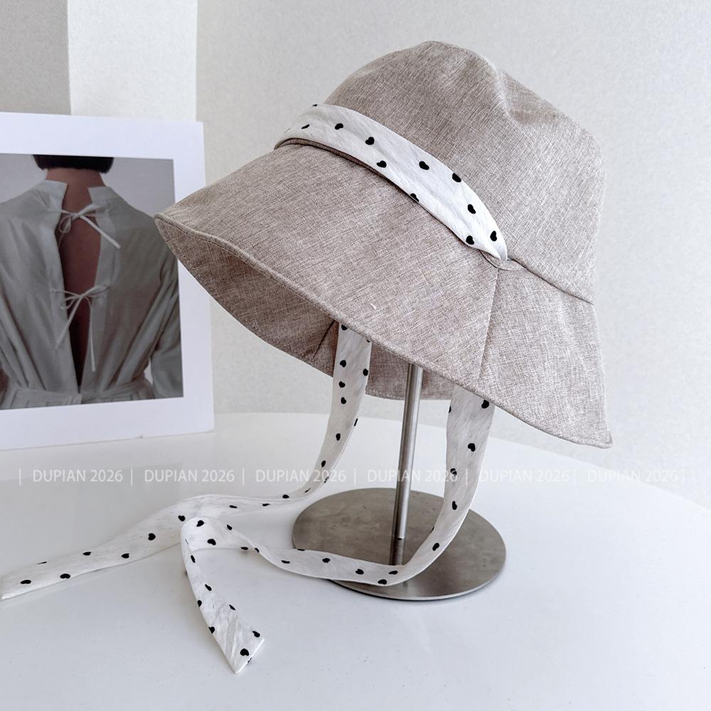Japanese Princess Sweet Bucket Hat Women Spring Summer Sunscreen Sun Hat Small Fresh Polka Dot Lace-up Loli Sun Basin Hat