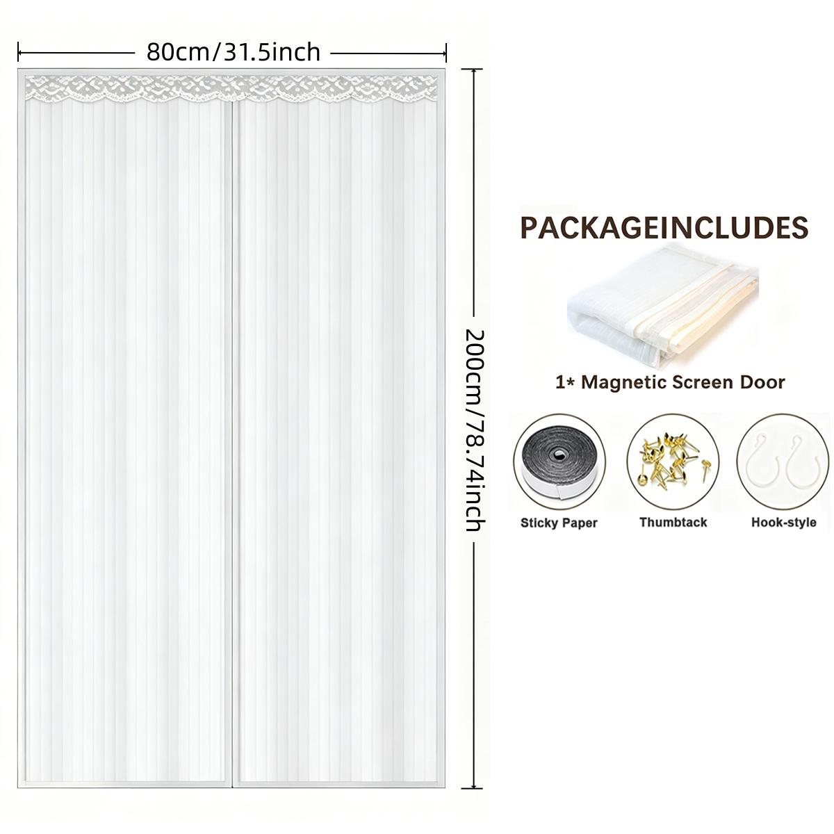 Magnetic Screen Doors, Insect-Proof Door Curtains, High-Density Breathable Mesh, Fly and Insect-Proof Door Curtains for Balconies and Gardens—White 80*200cm/31.5*78.74