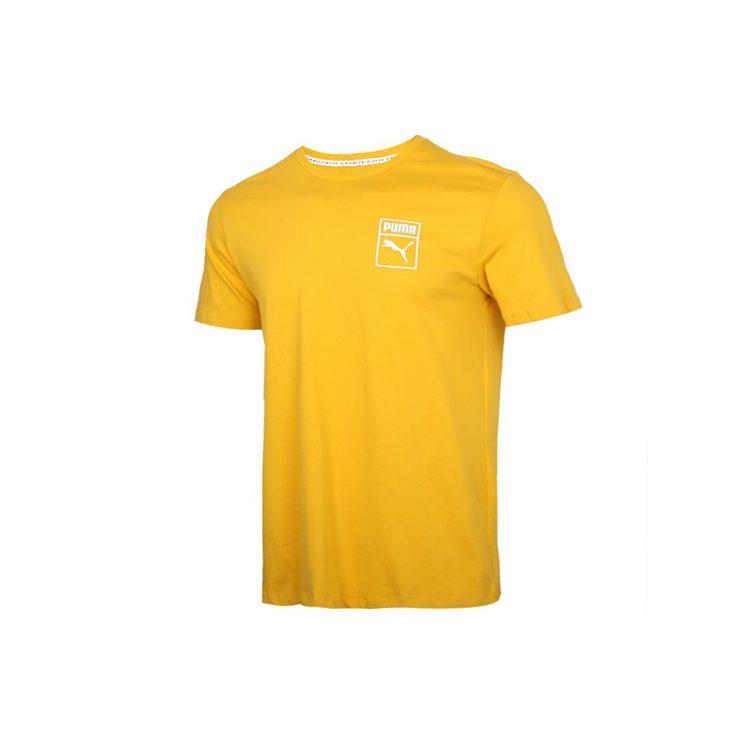 PUMA T Shirts Men's Yellow Crew Neck Moderate Straight Fit 598625-25