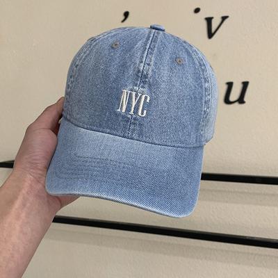 Spring and Summer Washed Denim Embroidered Baseball Cap for Women, Korean Style, Fashionable, Popular Online, Street Style, Sun-shading,