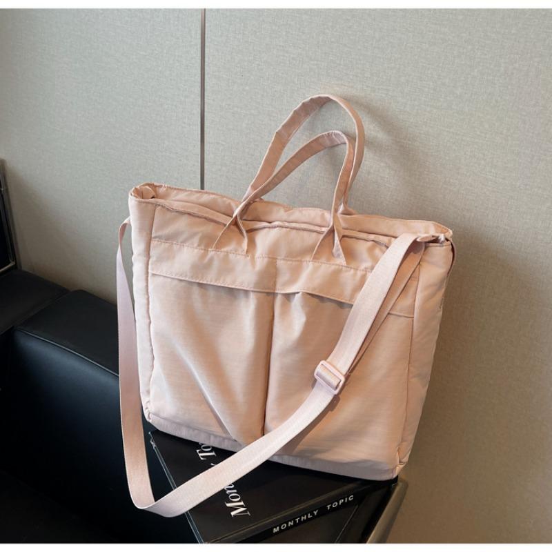 Tote Bag Women Large Capacity 2-Way Multi-Pocket Handheld Casual Minimalist Shoulder Crossbody Bag College Student Class Bag