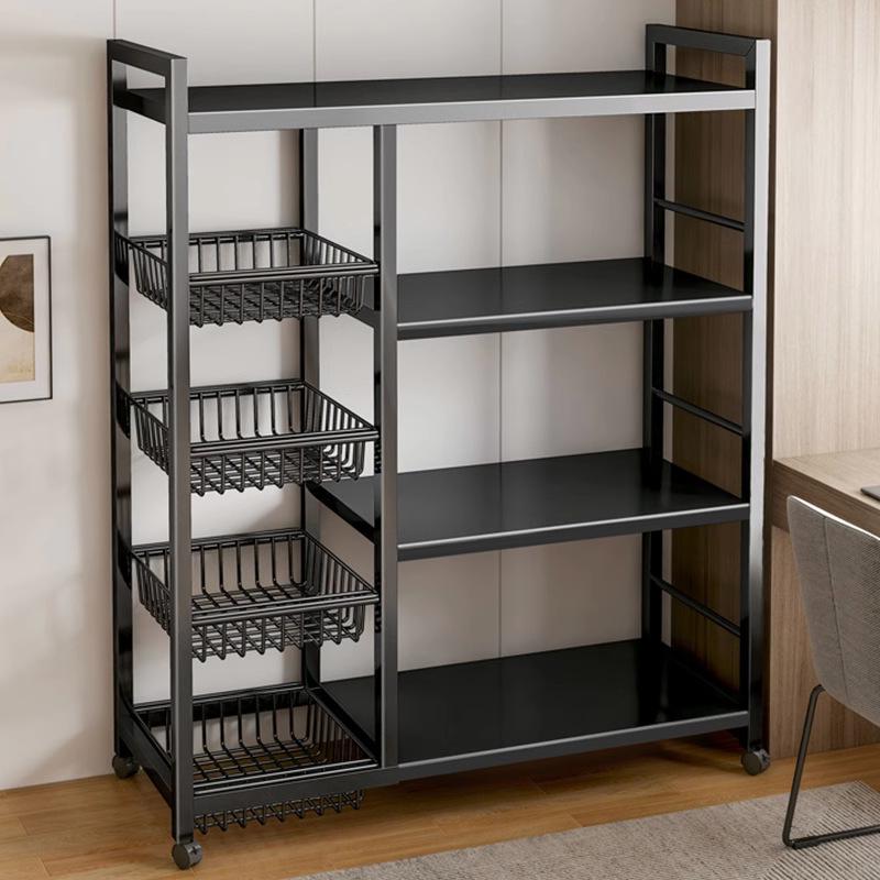 Floor-standing Multi-layer Kitchen Shelf for Cookware, Vegetables, Microwave, and Snacks