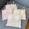 Summer Floral Suspender Women with Chest Pad Chic Small Interior Design Feeling Pleated Top