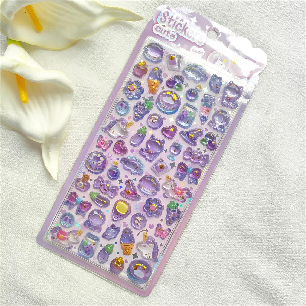 Adorable Cartoon Dreamy Rabbit Crystal Embossed 3D Foam Stickers for Kids DIY Journal Decoration School Reward Gift Prize Supplies