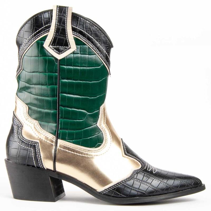 Botín Cowboy De Tacón Para Mujer