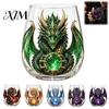 Bicchieri da Bevuta a Tema Fantasy Tazza d'Arte in Vetro Drago Mitico, Scolpita 3D con Sfera di Cristallo, Oggetti da Collezione per Esposizione da Bar Bicchiere da Whiskey 400ml