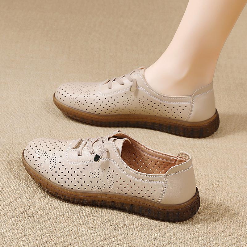 Genuine Leather Summer Loafers Women Casual Shoes Moccasins Soft Pointed Toe Ladies Footwear Women Flats Shoes White
