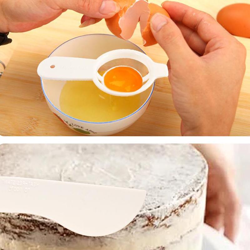 1Set Measuring Cups And Spoons Set White Plastic Kitchen Tools For Baking Cooking Mixing With Accurate Markings