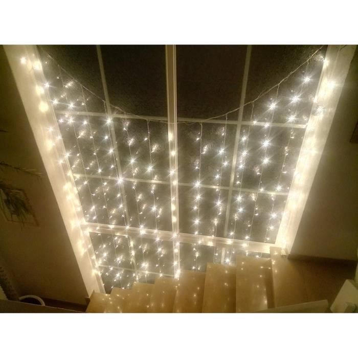 Guirlande lumineuse à led 3 m x 3 m ip44 étanche étoiles led rideau lumineux